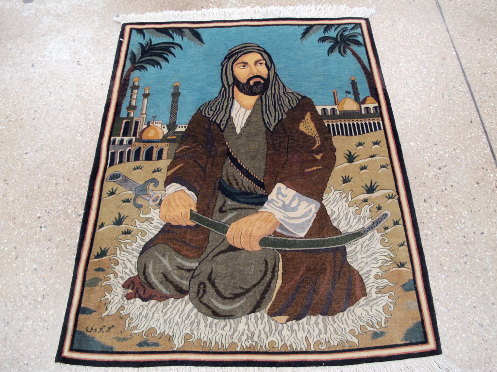 Vintage Persian Tabriz Pictorial Rug, No.25179 - Galerie Shabab