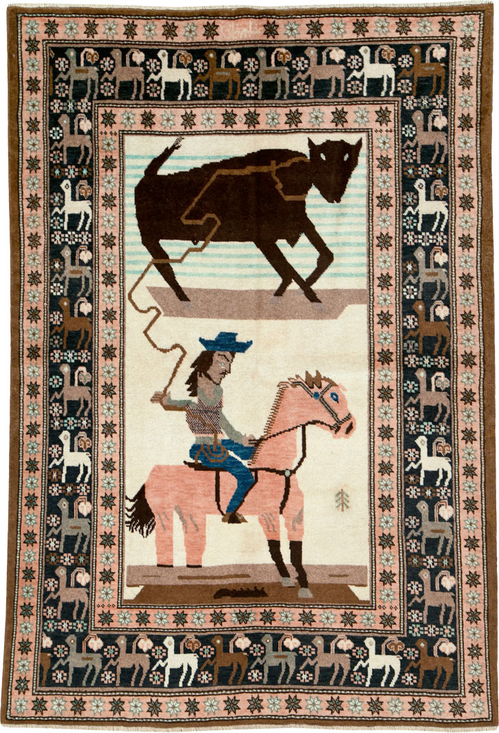 Vintage Persian Kurdish Pictorial Rug, No.25219 - Galerie Shabab