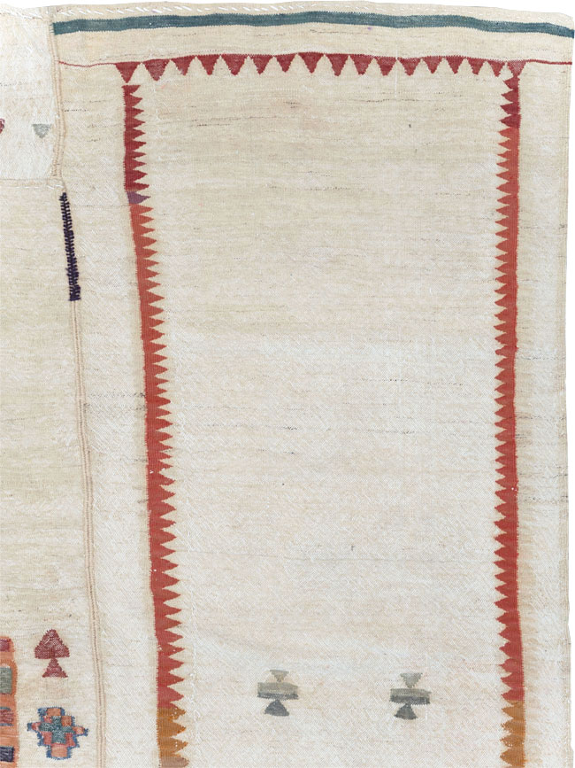 Vintage Persian Flatweave Kilim Small Square Room Size Carpet, No.25245 - Galerie Shabab