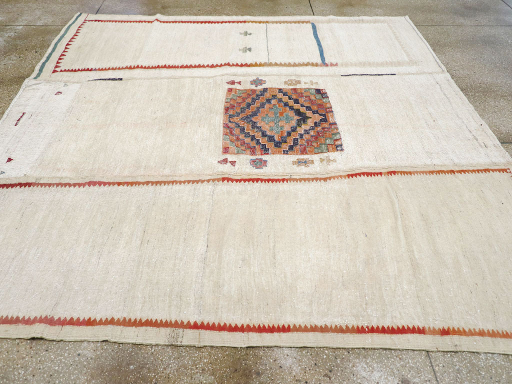 Vintage Persian Flatweave Kilim Small Square Room Size Carpet, No.25245 - Galerie Shabab