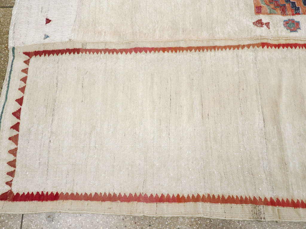 Vintage Persian Flatweave Kilim Small Square Room Size Carpet, No.25245 - Galerie Shabab