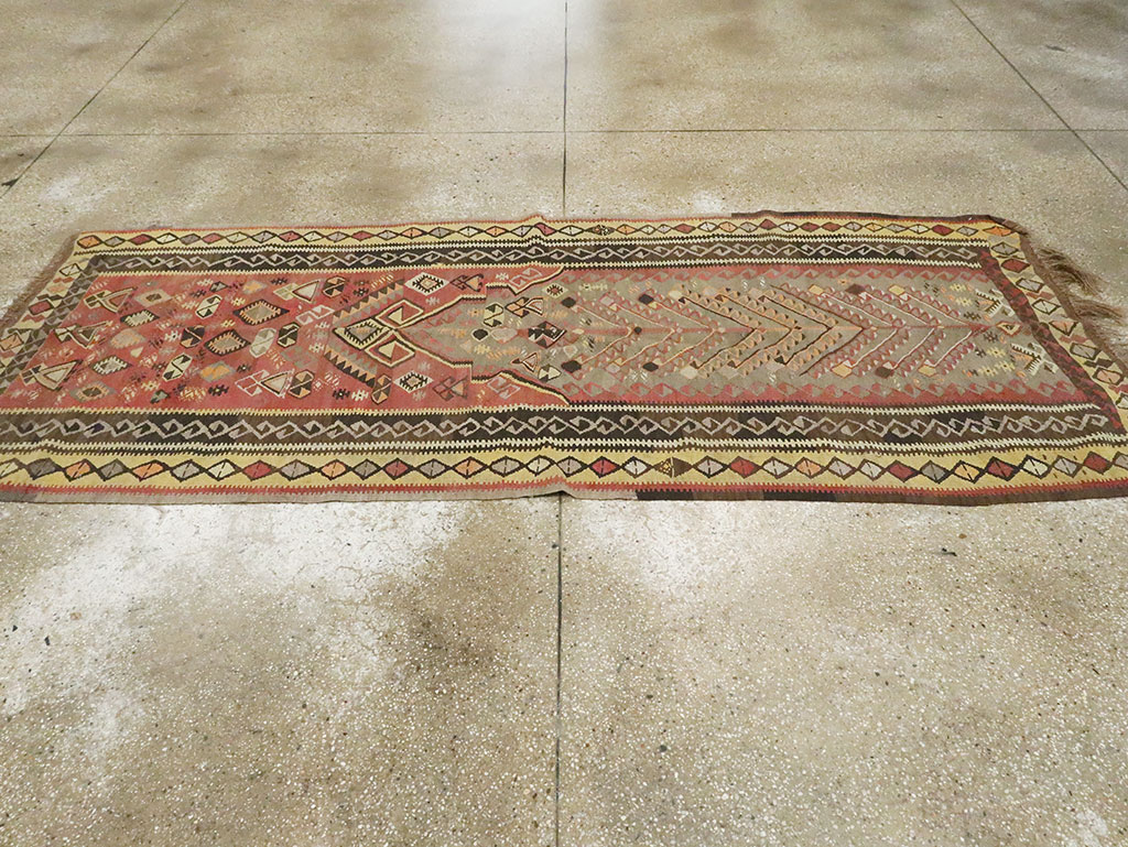 Vintage Turkish Flatweave Kilim Runner, No.25438 - Galerie Shabab