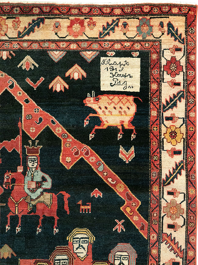 Antique Persian Malayer Pictorial Rug, No.25496 - Galerie Shabab