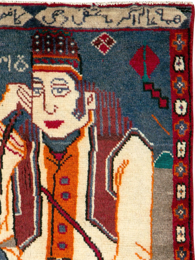 Vintage Pictorial Hamadan Rug, No.25586 - Galerie Shabab