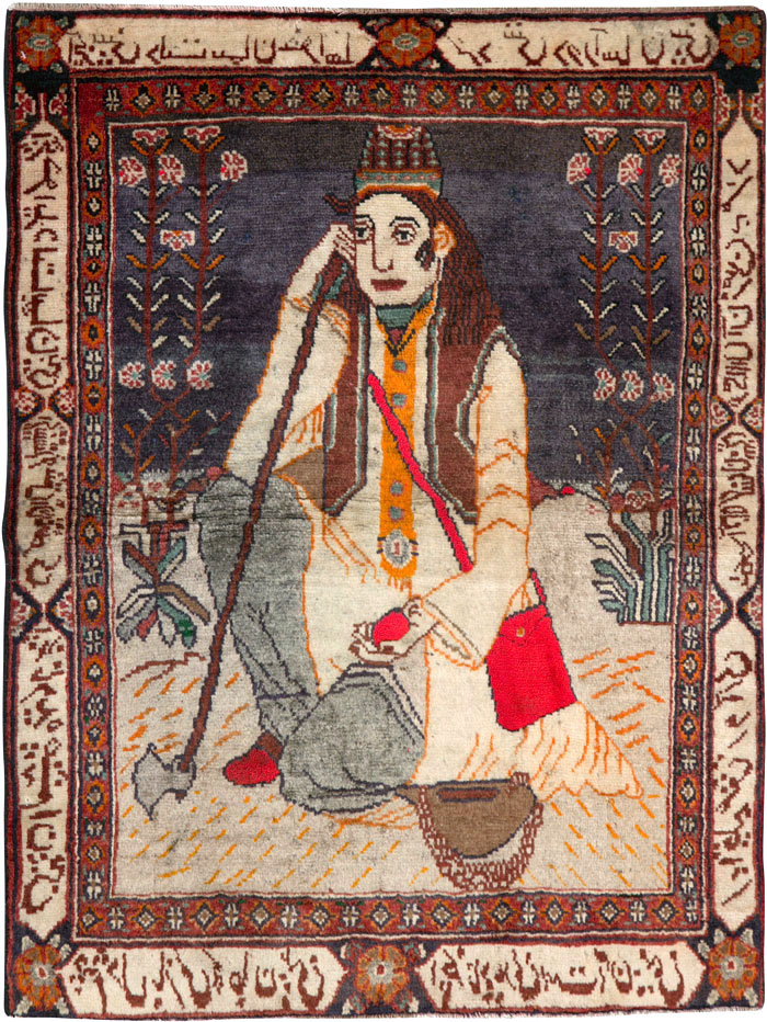 Antique Persian Malayer Pictorial Rug, No.25612 - Galerie Shabab