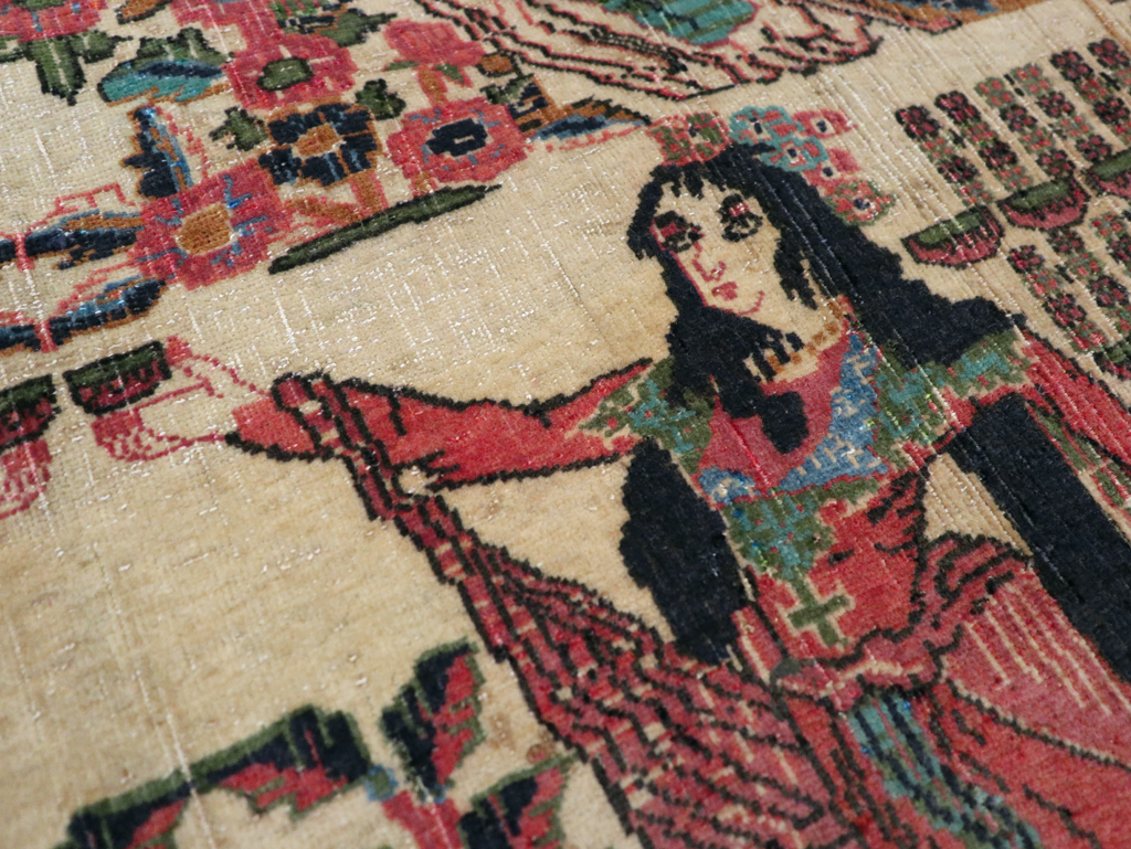 Vintage Persian Tabriz Pictorial Rug, No.25829 - Galerie Shabab