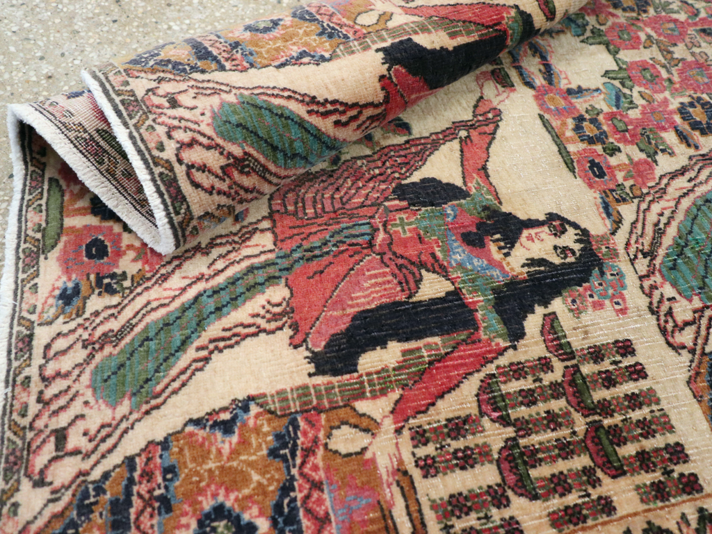 Vintage Persian Tabriz Pictorial Rug, No.25829 - Galerie Shabab