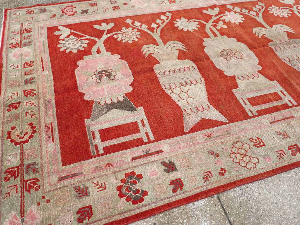 Vintage East Turkestan Khotan Pictorial Rug, No.25881 - Galerie Shabab