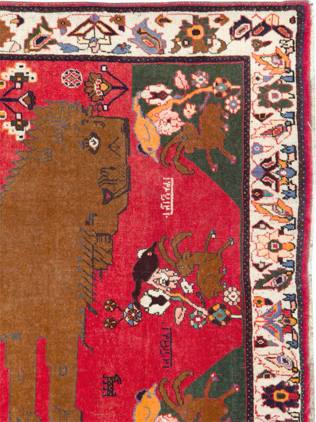 Vintage Persian Pictorial Shiraz Rug, No.25985 - Galerie Shabab