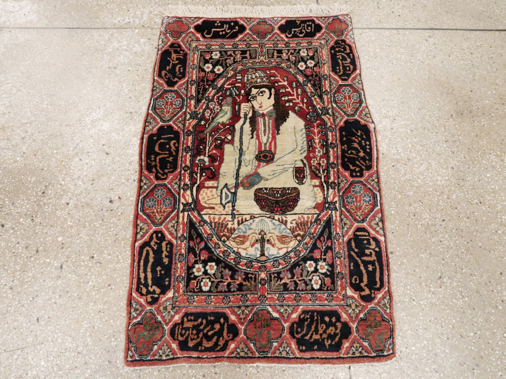 Antique Persian Dabir Kashan Pictorial Rug, No.26002 - Galerie Shabab