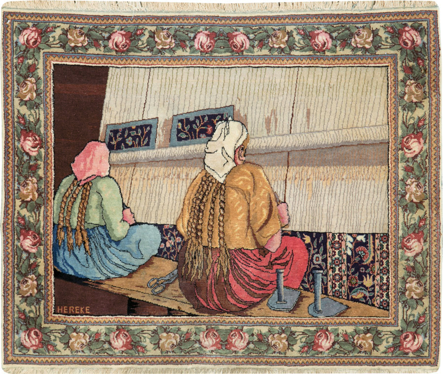 Vintage Persian Tabriz Pictorial Rug, No.26005 - Galerie Shabab