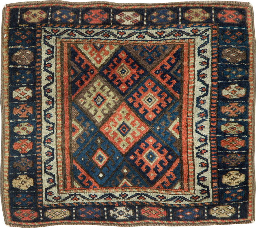 Antique Persian Jaff Kurd Square Throw Rug, No.26024 - Galerie Shabab