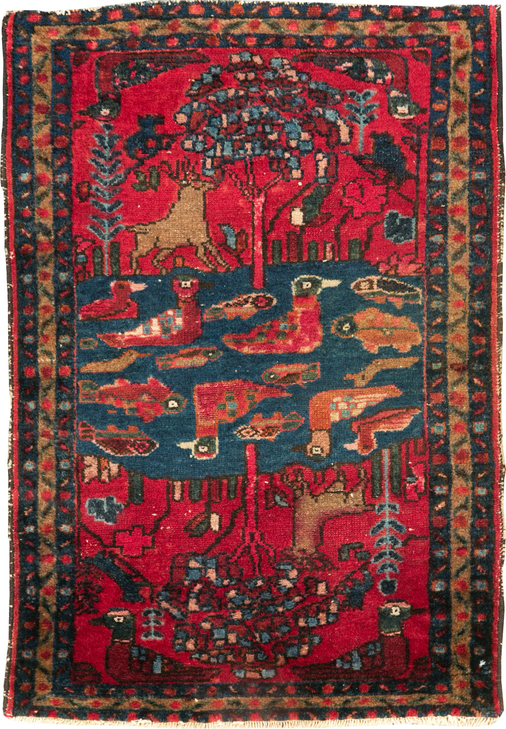 Vintage Persian Lilihan Pictorial Rug, No.26029 - Galerie Shabab