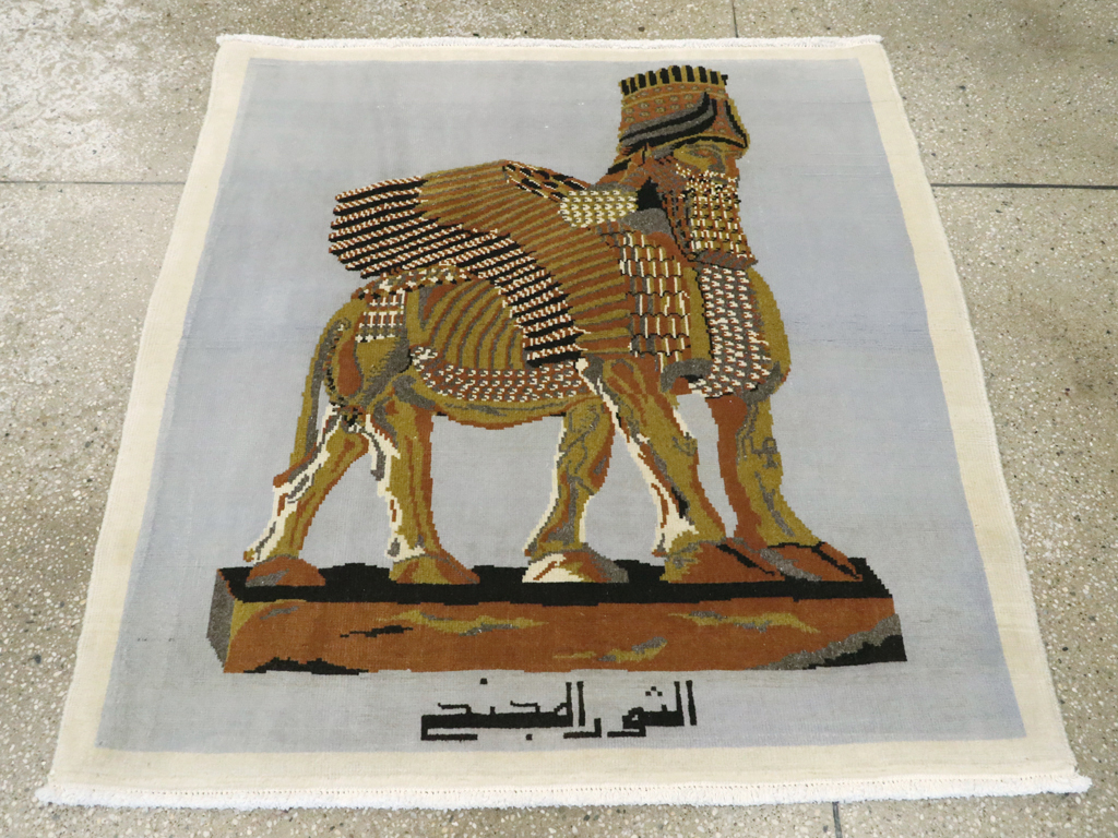 Vintage Egyptian Pictorial Tabriz Rug, No.26480 - Galerie Shabab