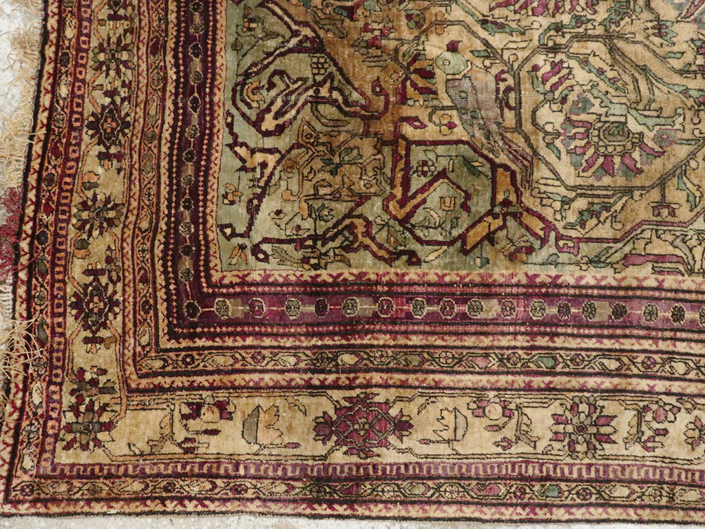 Silk Antique Persian Fereghan Accent Rug, No.26504 - Galerie Shabab