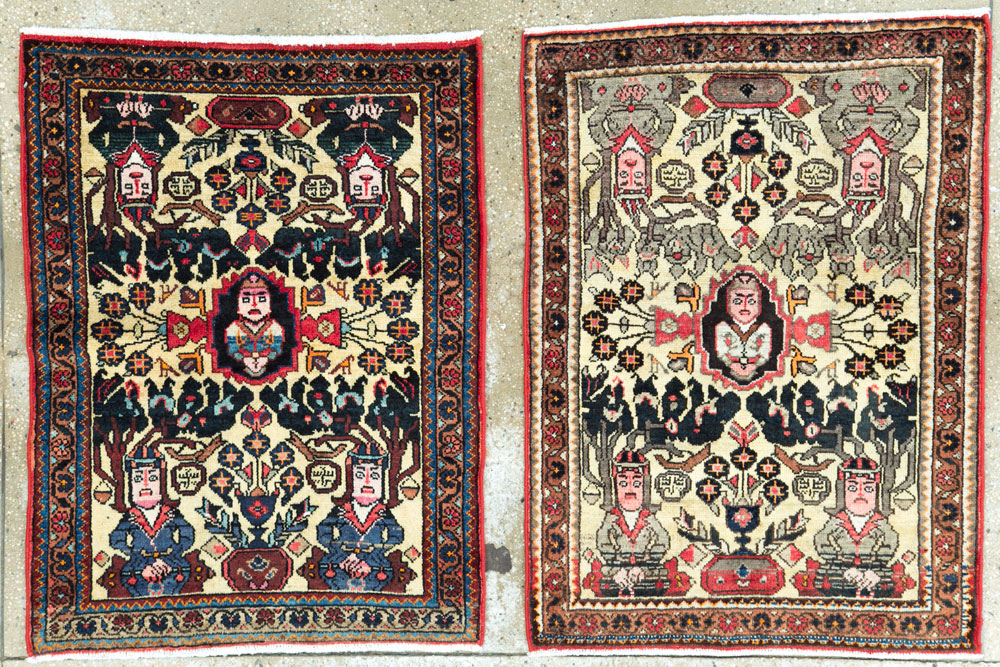 Vintage Persian Malayer Pictorial Rug (Pair: 1 of 2), No.26687 - Galerie Shabab