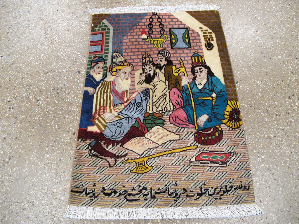 Vintage Persian Tabriz Pictorial Rug, No.26706 - Galerie Shabab