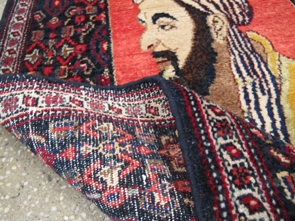 Vintage Persian Senneh Malayer Pictorial Rug, No.26728 - Galerie Shabab