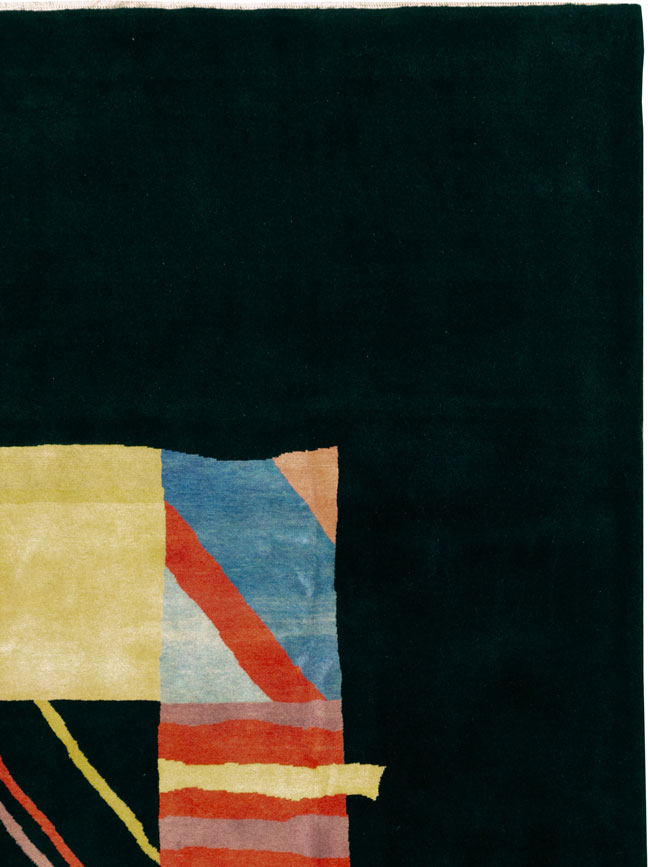 Vintage Persian Tabriz Art Deco Rug Inspired By Edward McKnight Kauffer, No.26798 - Galerie Shabab