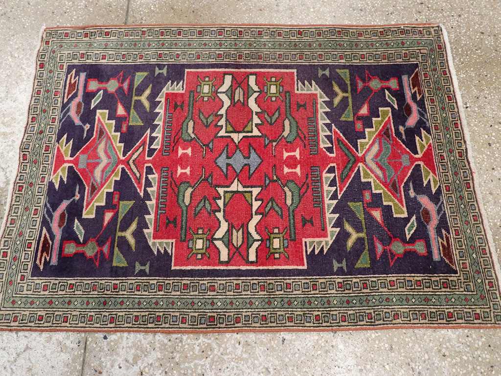 Vintage Persian Ardabil Throw Rug , No.27043 - Galerie Shabab