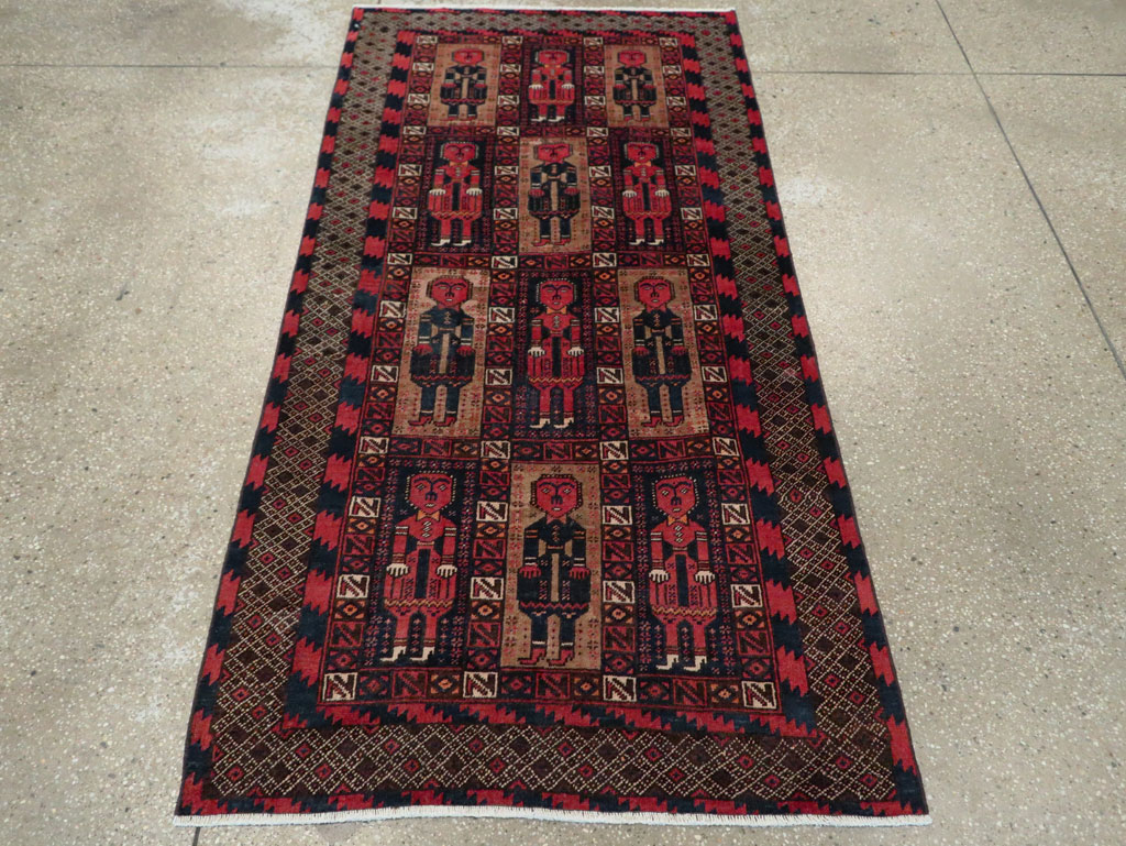 Vintage Central Asian Pictorial Turkoman Tribal Rug (Pair: 1 of 2), No.27069 - Galerie Shabab