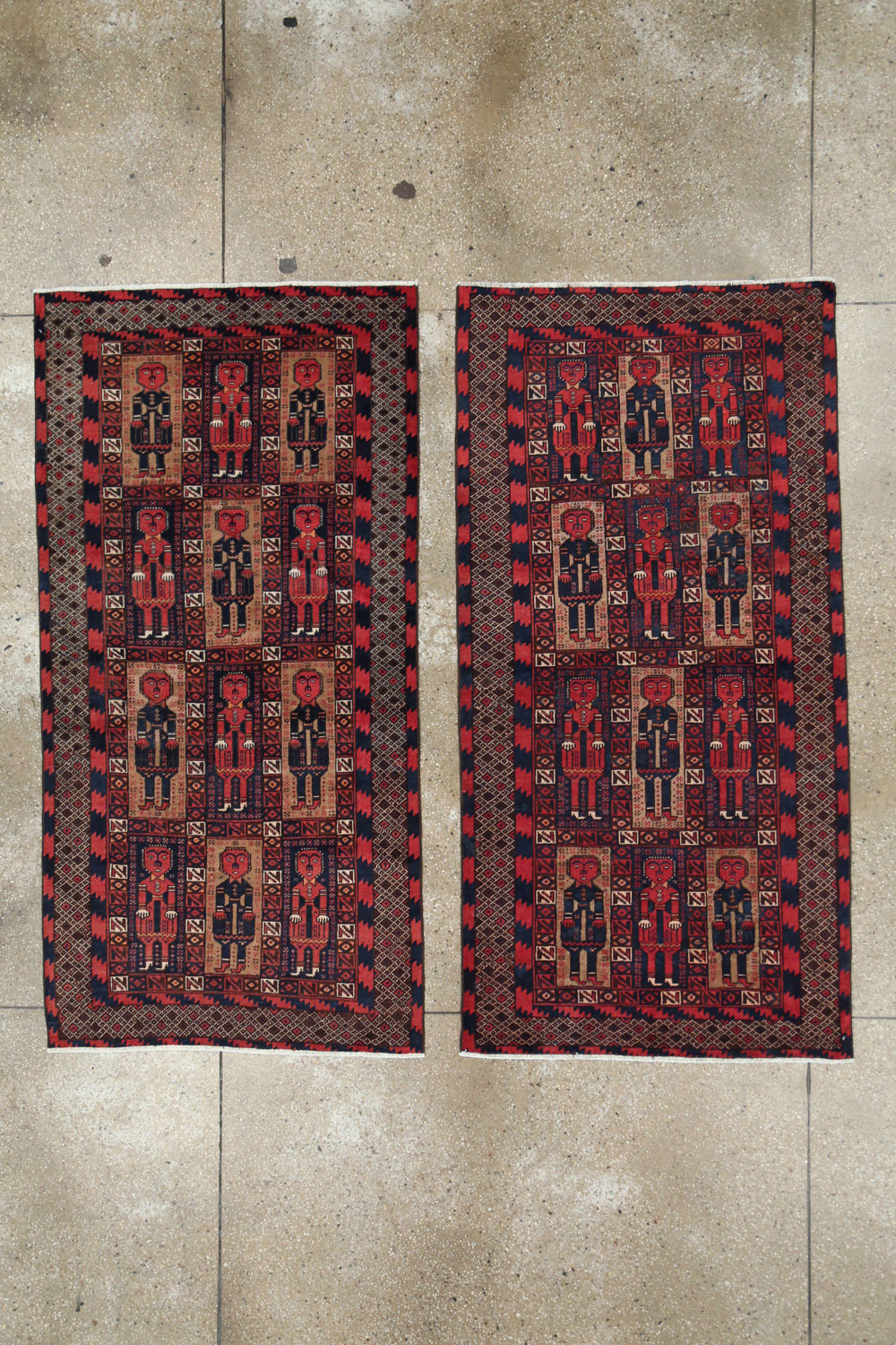 Vintage Central Asian Pictorial Turkoman Tribal Rug (Pair: 2 of 2), No.27070 - Galerie Shabab