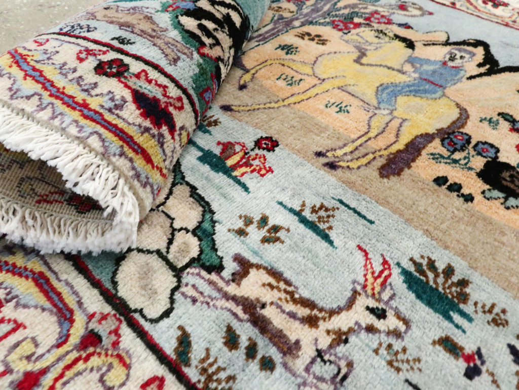 Vintage Persian Tabriz Pictorial Rug, No.27347 - Galerie Shabab