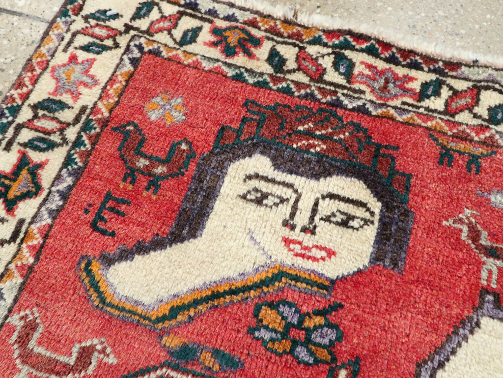 Vintage Persian Hamadan Pictorial Throw Rug (Pair: 2 of 2), No.27490 - Galerie Shabab