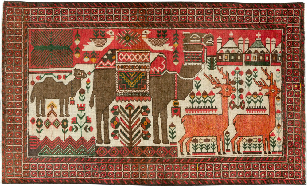 Vintage Persian Pictorial Baluch Rug, No.27500 - Galerie Shabab