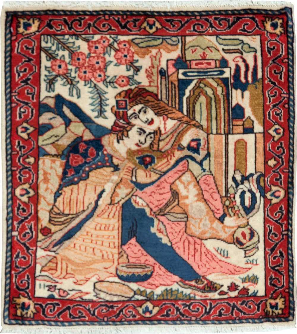 Vintage Persian Tabriz Pictorial Rug (Pair: 2 of 2), No.27506 - Galerie Shabab