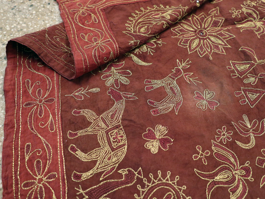 Vintage Persian Embroidered Textile Pictorial Wall Hanging, No.27546 - Galerie Shabab