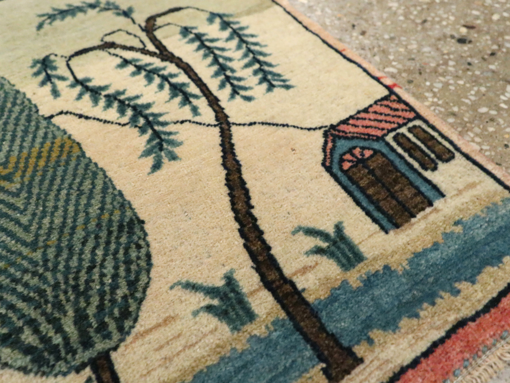 Vintage Persian Kashan Pictorial Rug (Pair: 1 of 2), No.27674 - Galerie Shabab