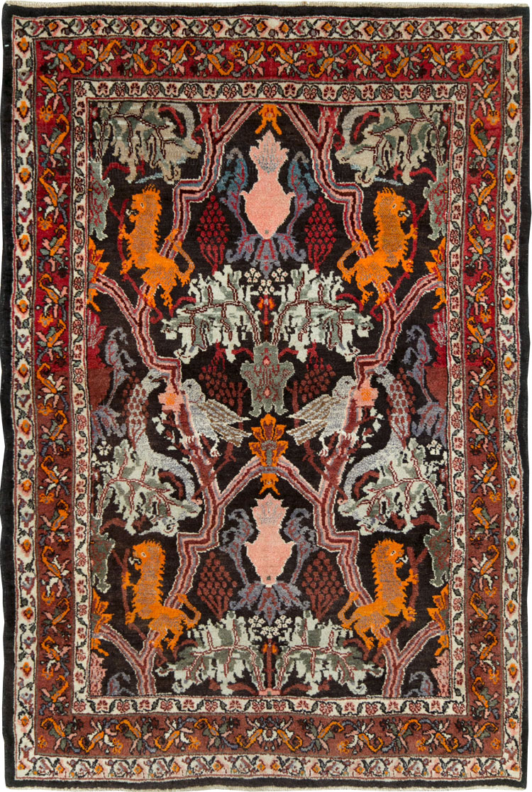 Vintage Persian Bidjar Pictorial Accent Rug, No.27737 - Galerie Shabab