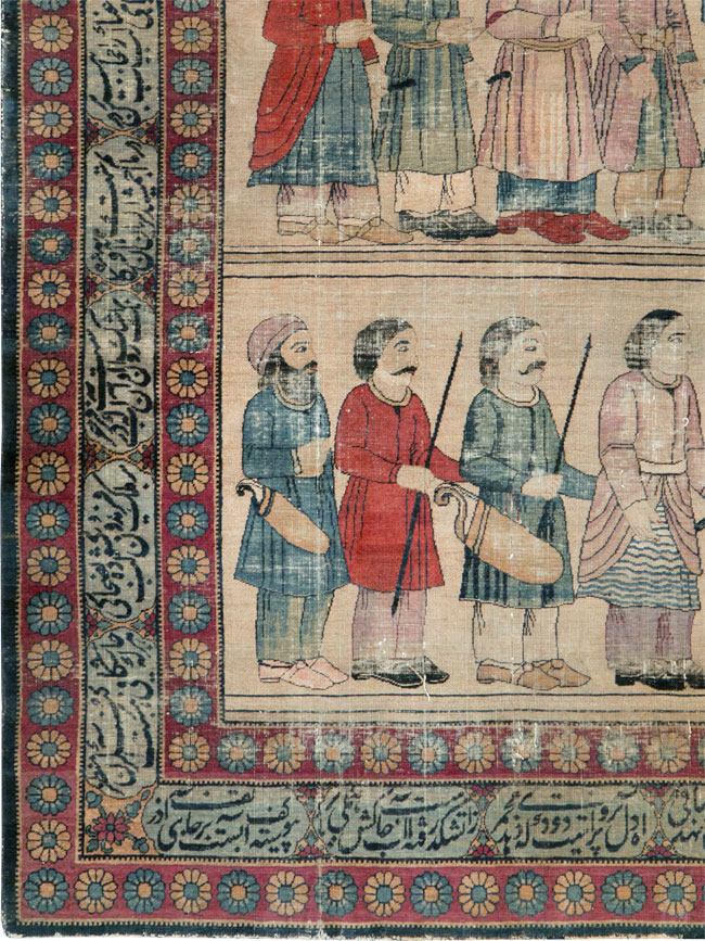 Antique Persian Lavar Kerman Pictorial Accent Carpet, No.27776 - Galerie Shabab