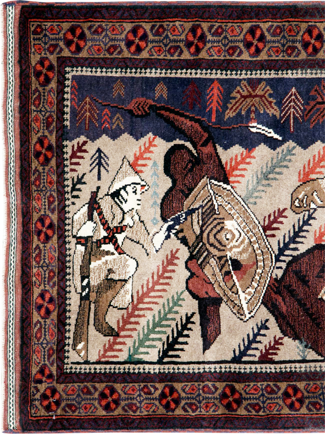 Vintage Persian Baluch Pictorial Rug, No.27781 - Galerie Shabab