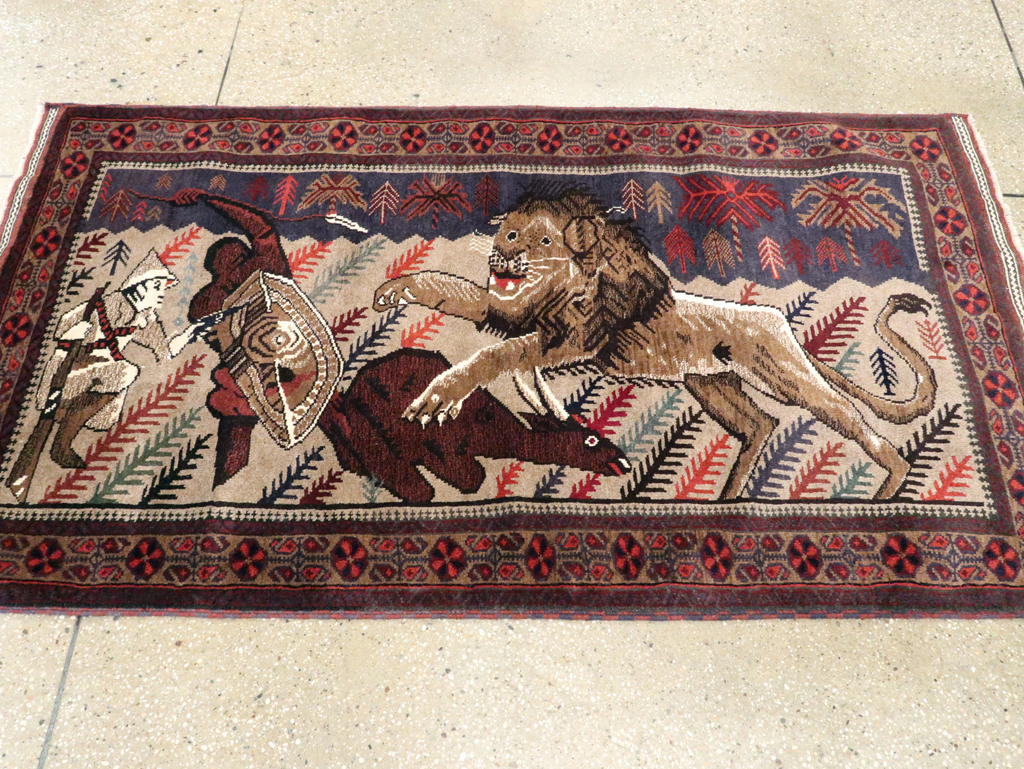 Vintage Persian Baluch Pictorial Rug, No.27781 - Galerie Shabab