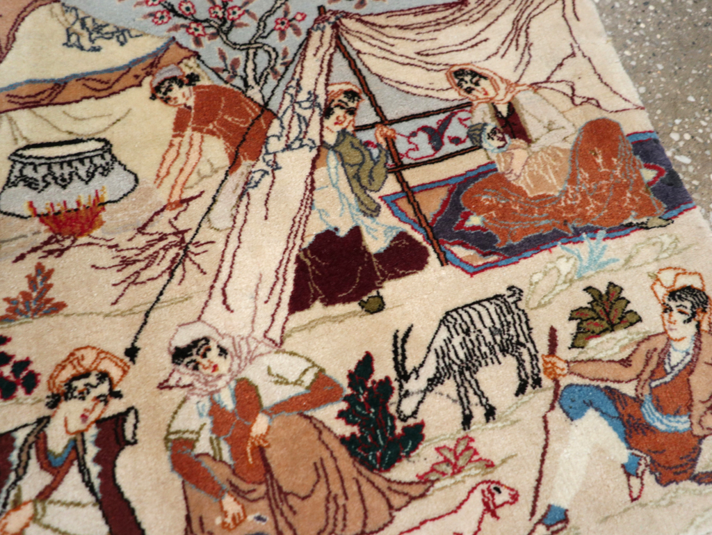 Vintage Persian Tabriz Pictorial Rug, No.27791 - Galerie Shabab