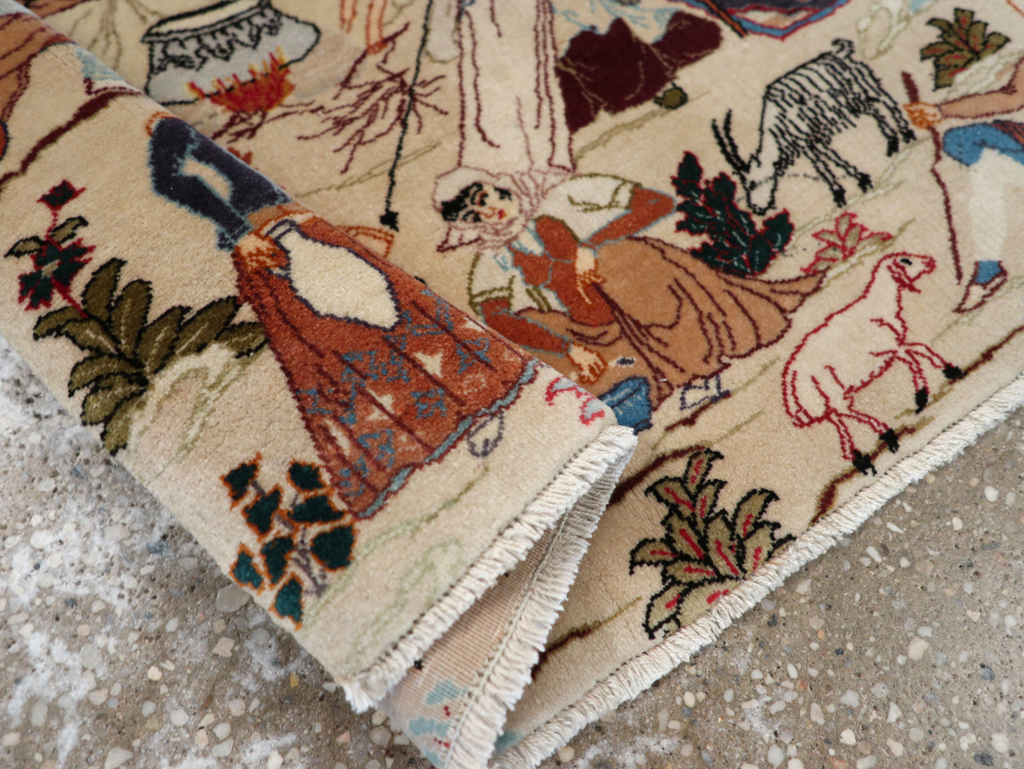 Vintage Persian Tabriz Pictorial Rug, No.27791 - Galerie Shabab