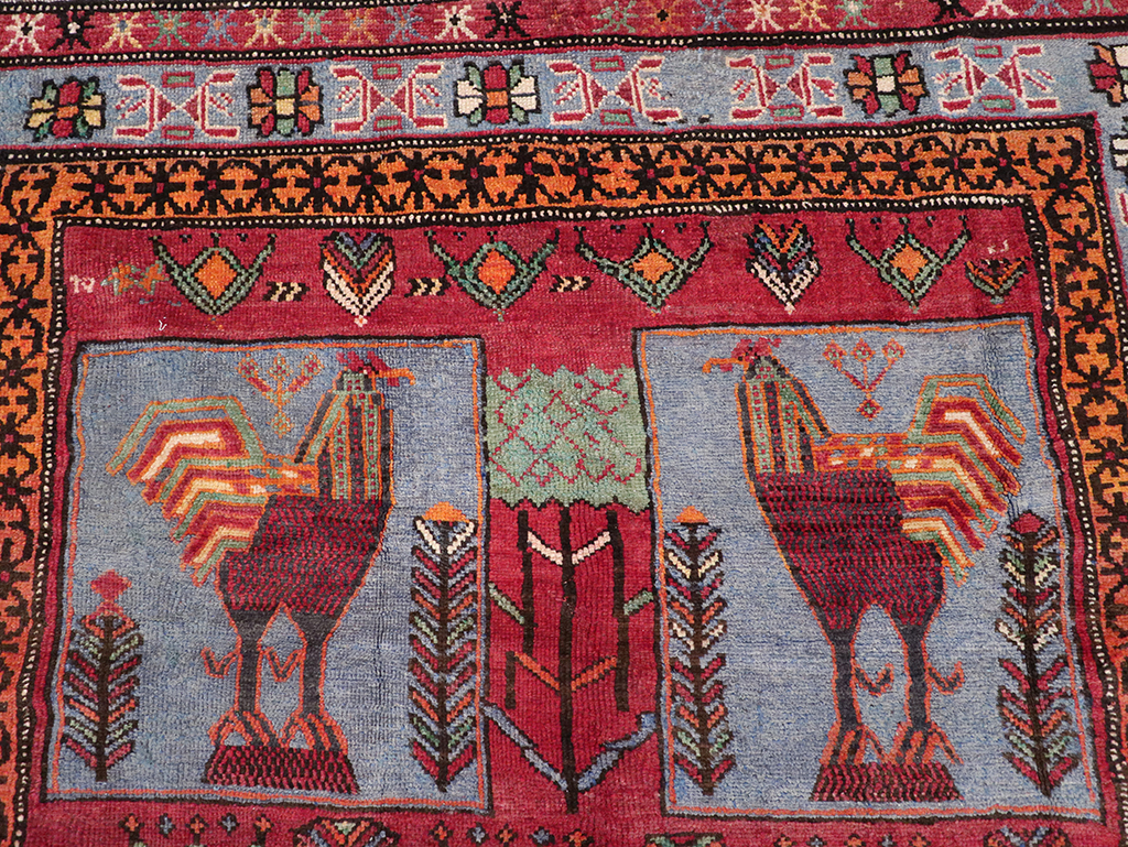 Vintage Caucasian Karabagh Pictorial Accent Rug, No.27793 - Galerie Shabab