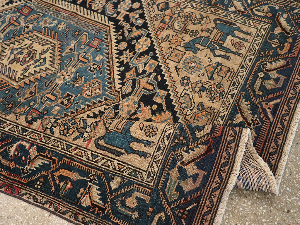 Antique Persian Malayer Pictorial Accent Rug, No.27795 - Galerie Shabab