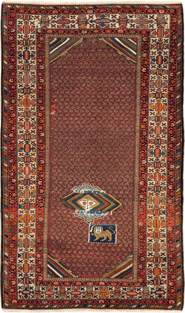 Antique Persian Pictorial Malayer Accent Rug, No.27798 - Galerie Shabab