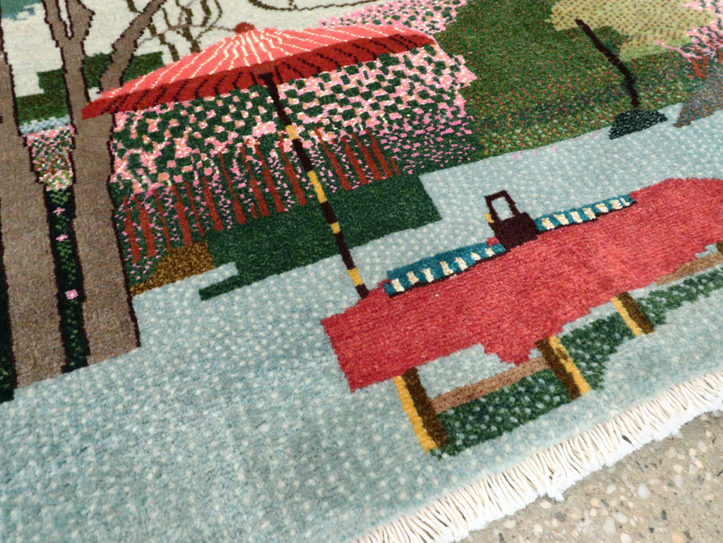 Vintage Persian Tabriz Pictorial Throw Rug, No.27914 - Galerie Shabab