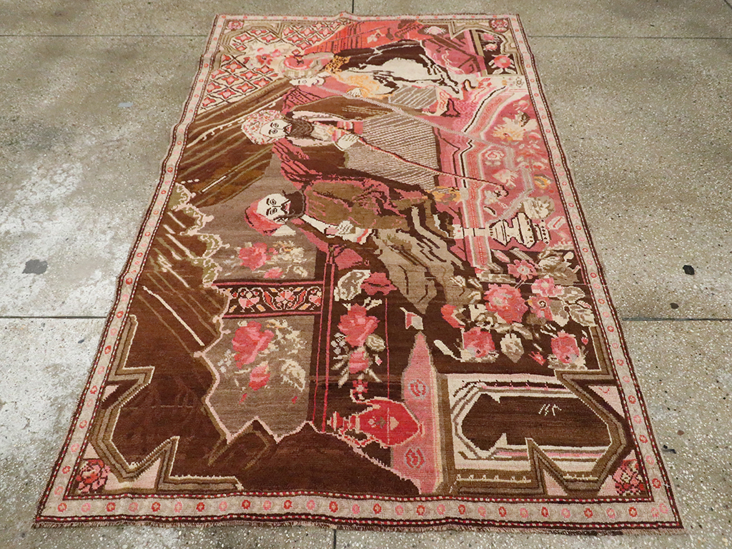 Vintage Pictorial Karabagh Rug, No.28032 - Galerie Shabab