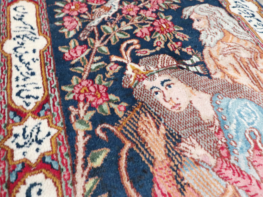 Vintage Persian Kerman Pictorial Rug, No.28036 - Galerie Shabab