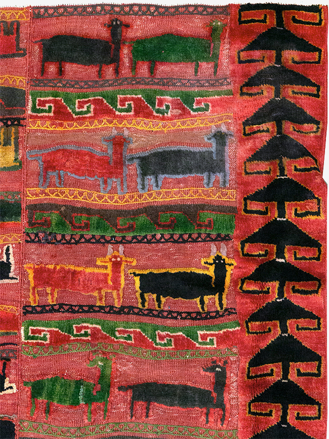 Vintage Persian Pictorial Kurd Accent Rug, No.28039 - Galerie Shabab