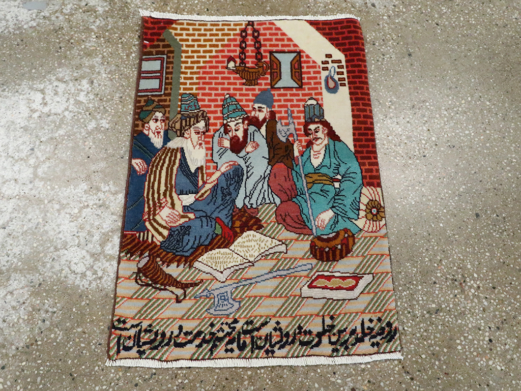 Vintage Persian Tabriz Pictorial Rug, No.28091 - Galerie Shabab