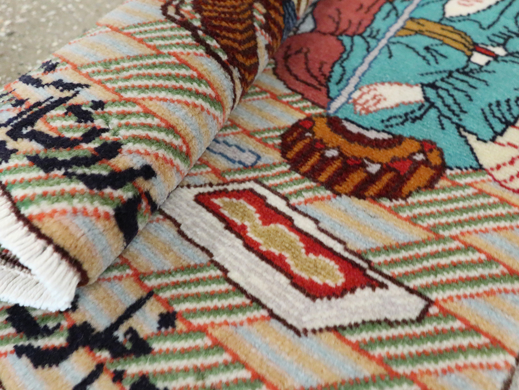 Vintage Persian Tabriz Pictorial Rug, No.28091 - Galerie Shabab