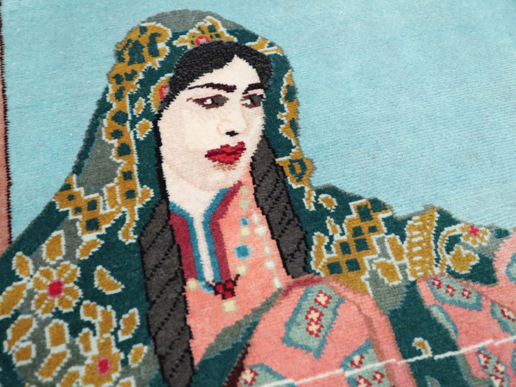 Vintage Persian Tabriz Pictorial Rug, No.28104 - Galerie Shabab