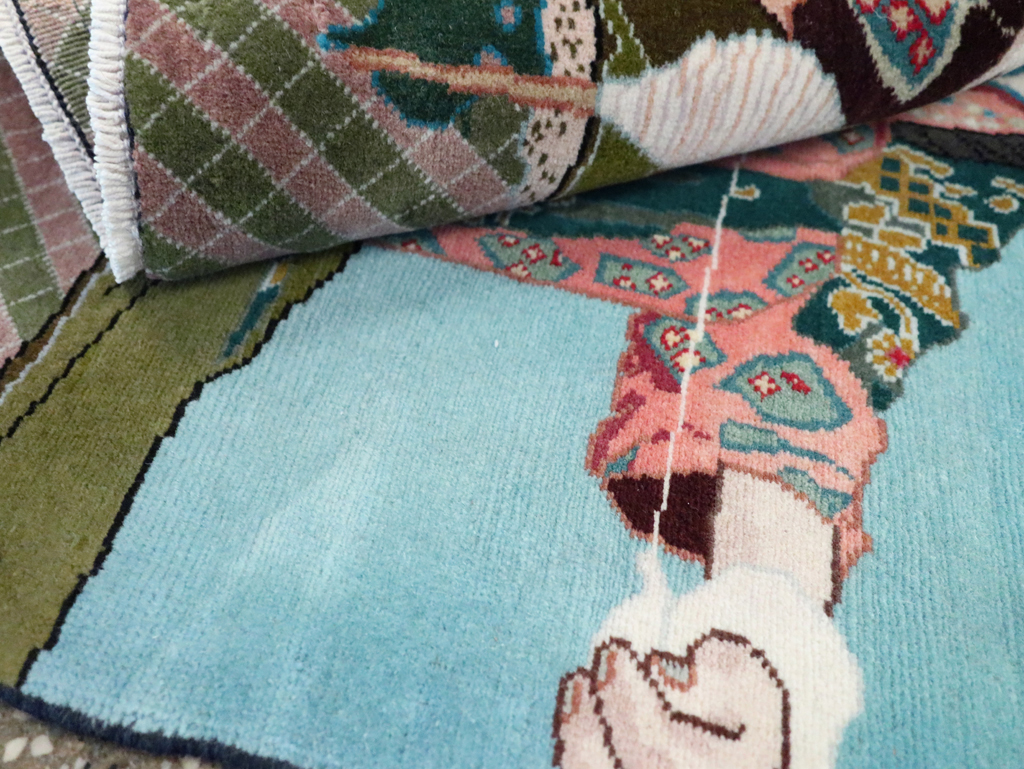 Vintage Persian Tabriz Pictorial Rug, No.28104 - Galerie Shabab