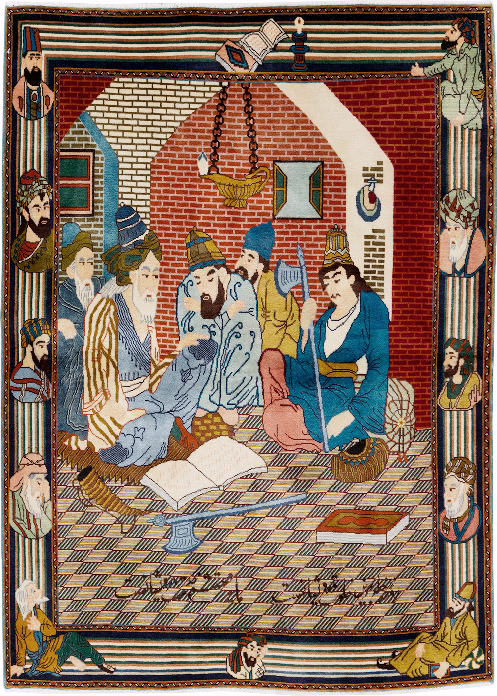 Vintage Persian Tabriz Pictorial Rug, No.28107 - Galerie Shabab